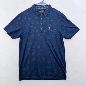 William Murray Polo Shirt Mens M Blue Geoemetric Golf Performance